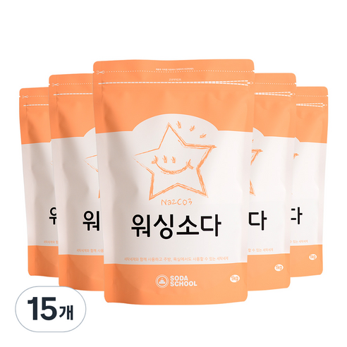 소다스쿨 워싱소다 분말세제, 1kg, 15개