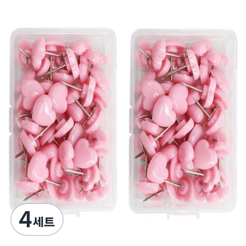 문구담 귀여운 하트모양 압정 50p 세트 핑크, 4세트