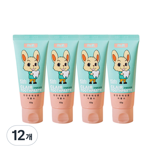 닥터이엘 키즈 크레르 저불소 치약, 60g, 12개