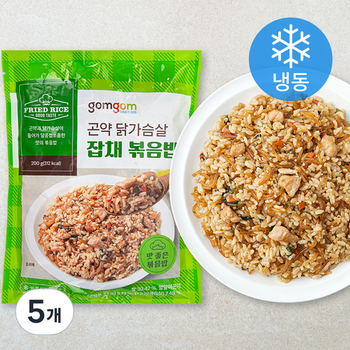 곰곰 곤약 닭가슴살 잡채볶음밥 (냉동), 200g, 5개