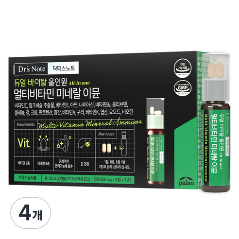 닥터스노트 팔레오 멀티비타민 미네랄 이뮨 151.2g, 7회분, 4개