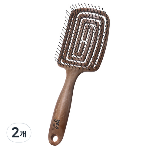 야오 우드텍스쳐 헤어브러쉬, 우드스퀘어, 2개