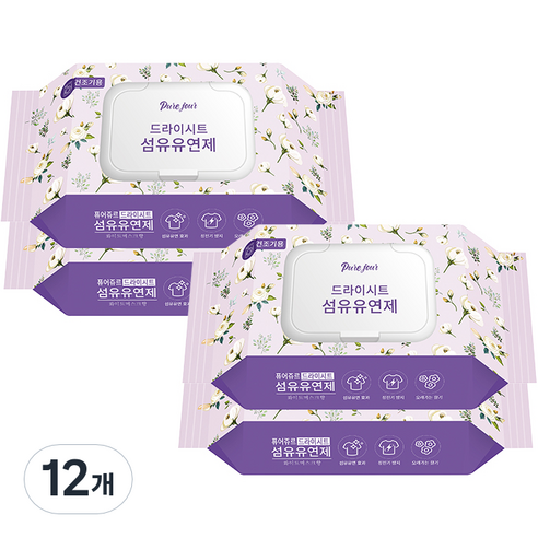 퓨어주르 드라이시트 섬유유연제 화이트머스크, 30매, 12개