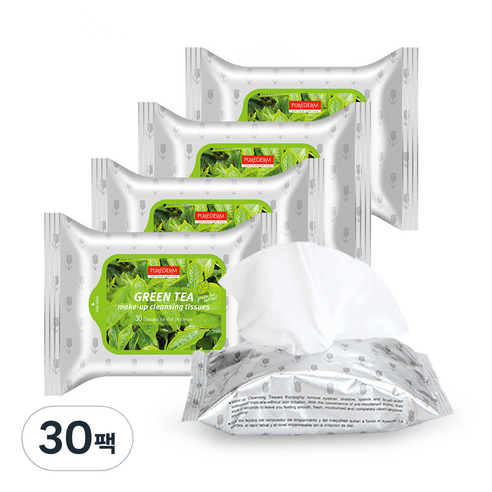 퓨어덤 클렌징 티슈 녹차, 30매입, 30개