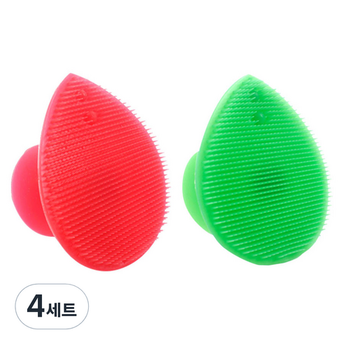 피부사랑 실리콘 클렌징 패드 2p 세트, 레드, 그린, 4세트