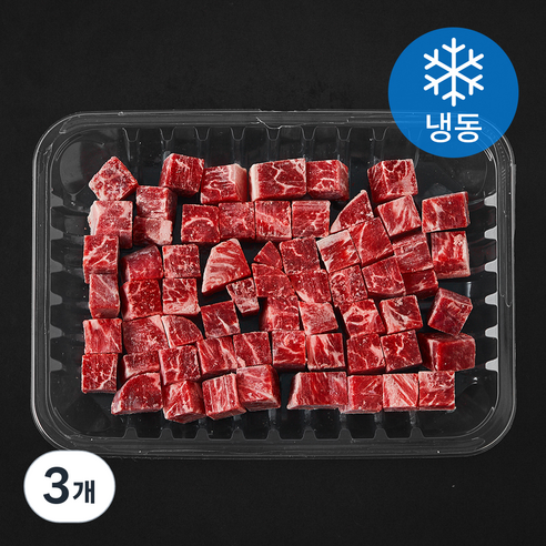 미국산 소고기 부채살 사각큐브 (냉동), 3개, 500g