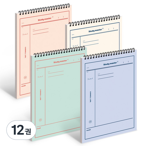 뮤니드 IS SPRING 상철 코넬라인 노트, 화이트, 파스텔핑크, 민트, 인디블루, 12권