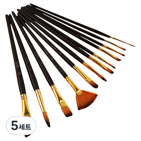 데비아트 수채화 고품질 붓 12종 세트 블랙, 5세트