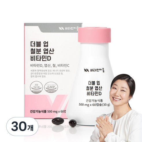 비타민마을 와이즈 더블 업 철분 엽산 비타민D 30g, 60정, 30개