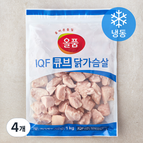 올품 IQF 큐브 닭가슴살 (냉동), 4개, 1kg