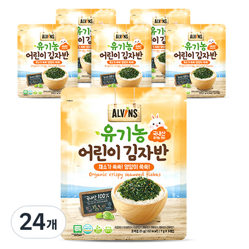엘빈즈 유기농 어린이 김자반, 채소맛, 21g, 24개