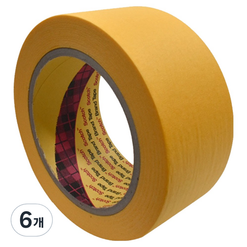 스카치 쓰리엠 무잔사 내열 종이 마스킹 테이프 노란색 48mm x 50m, 6개