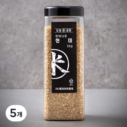 도정공장 씻어나온 현미, 1kg, 5개