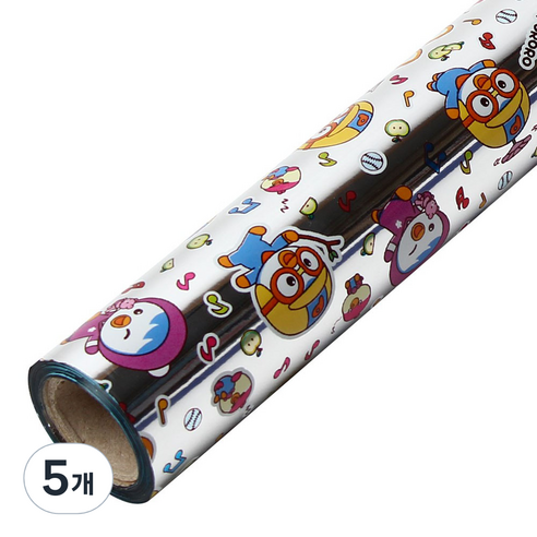 코코플러스 위드뽀로로 롤 포장지 26.5cm x 12m, 실버, 5개