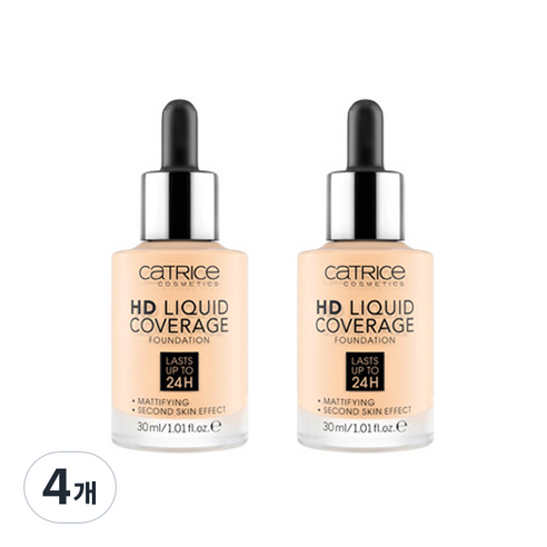 캐트리스 HD 리퀴드 커버리지 파운데이션 30ml, 002호 포슬린베이지, 4개