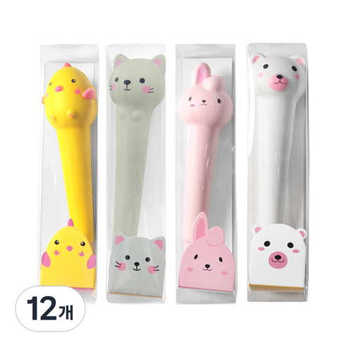 말랑말랑 스퀴시 중성펜 0.5mm, 랜덤발송, 12개