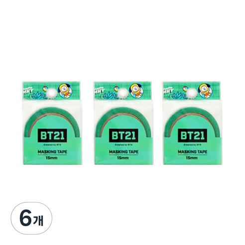 라인프렌즈 BT21 마스킹테이프 15mm, 치미, 6개