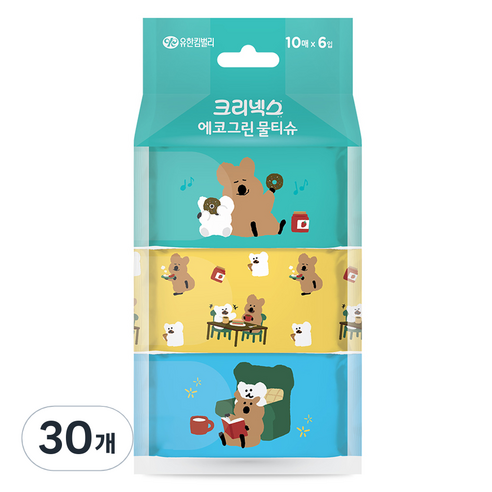 크리넥스 에코그린 쁘띠 물티슈 휴대형, 50g, 10매, 30개