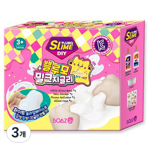 보아스린 쁠루모 DIY 밀크 지글리 슬라임 400g, 3개, 혼합색상