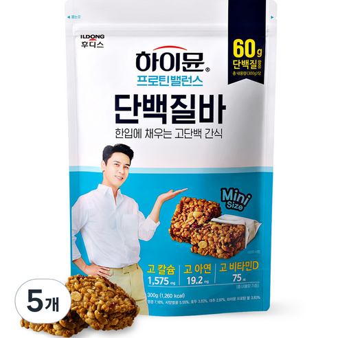 하이뮨 프로틴 밸런스 단백질바, 300g, 5개