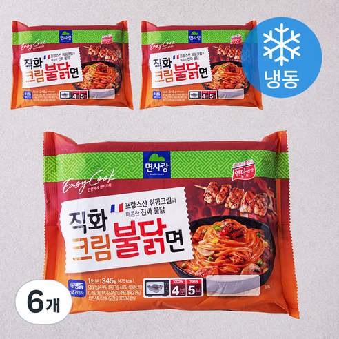 면사랑 직화크림불닭면 1인분 (냉동), 345g, 6개