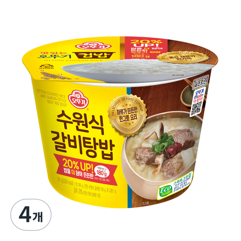 오뚜기 컵밥 수원식갈비탕밥, 311g, 4개