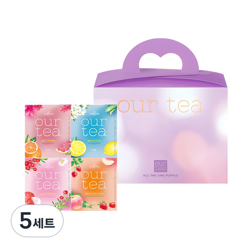 아워티 올 더 타임 퍼플 선물세트, 5세트, 레몬 얼그레이 티 + 오렌지 자몽 블랙티 + 핑크 리치 캐모마일 티 + 딸기 피치 루이보스 티
