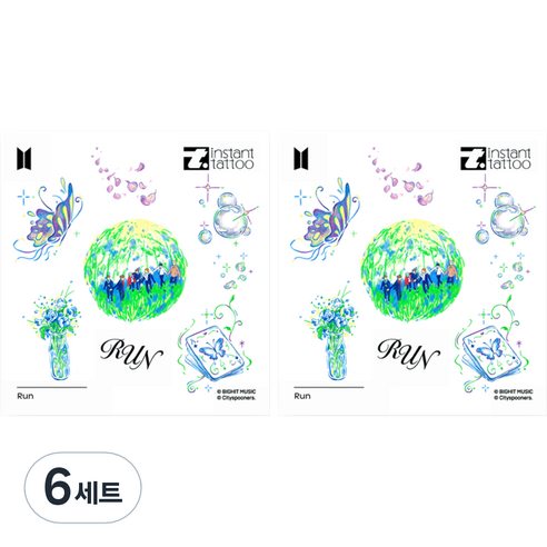 인스턴트타투 BTS RUN 타투스티커, 6세트, 혼합색상