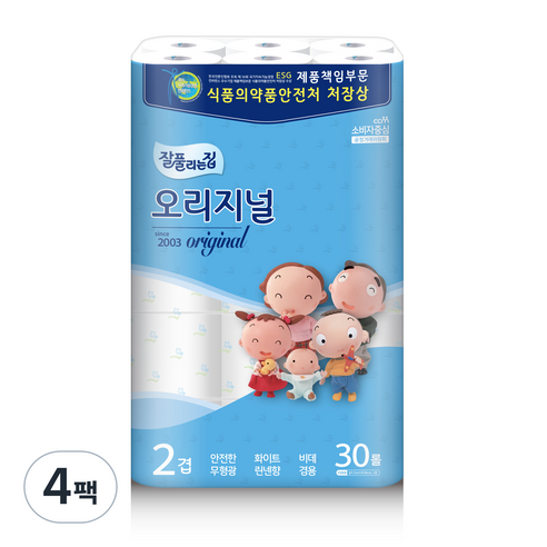 잘풀리는집 2겹 오리지널 화장지 35m, 30롤, 4개