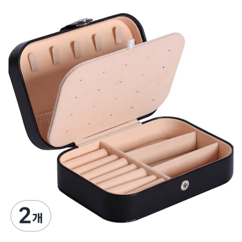 세컨드베스트 사각 이중 보관 악세사리보관함 16 x 11 x 5 cm, 블랙, 2개