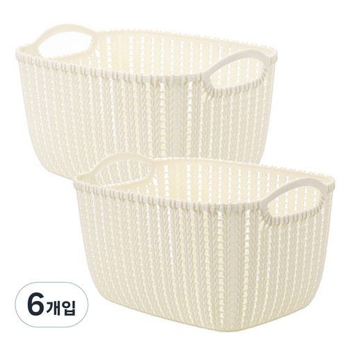 리버그린 짜임 다용도 바구니정리함 S 화이트, 6개