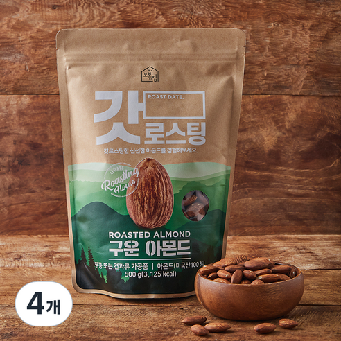 오볶집 갓로스팅 구운 아몬드, 500g, 4개