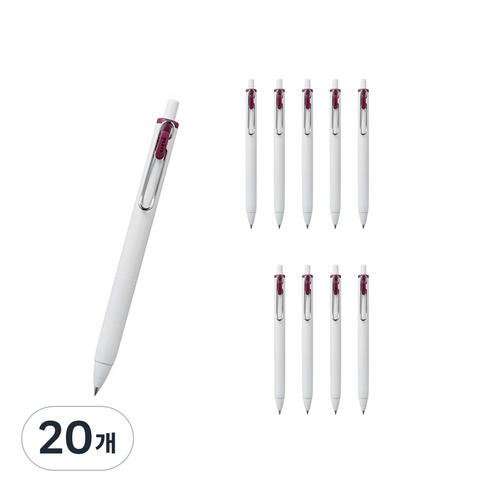 유니볼 원 중성 잉크펜 0.38mm, 보르도블랙, 20개