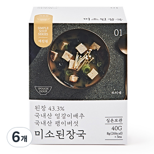 예찬원 미소된장국, 40g, 6개