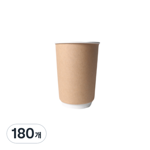 크라프트 이중 종이컵 390ml, 1개입, 180개