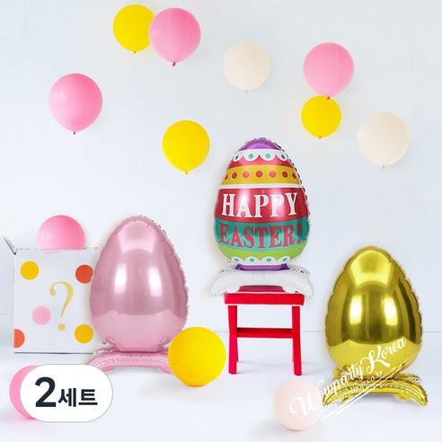 와우파티코리아 부활절 스탠딩 에그 풍선 세트, 핑크, 2세트