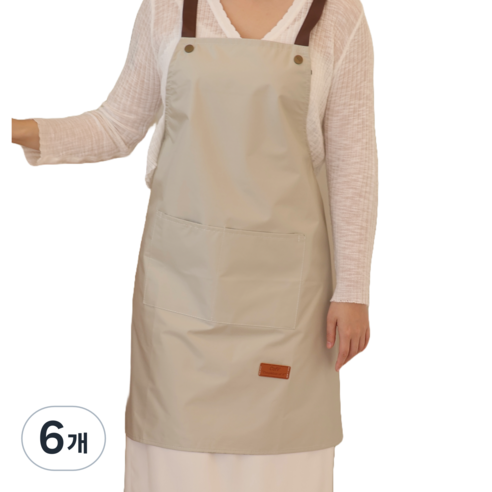 씨오브비 주방 카페 생활방수 편한 앞치마, 크림, 6개