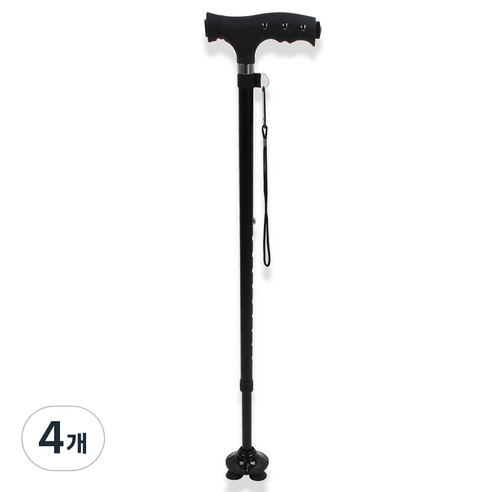 알파카 초경량 알루미늄 지팡이 프리미엄 P312, 블랙, 4개
