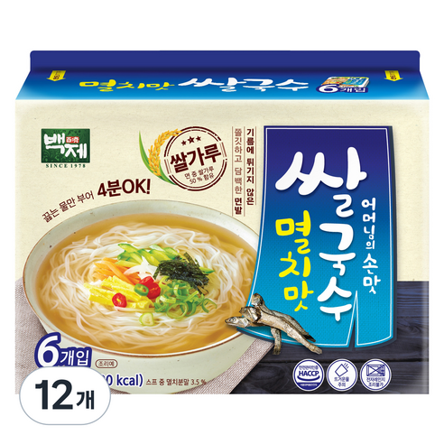 백제 쌀국수 멸치맛 135672, 92g, 12개