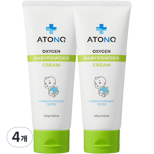 아토엔오투 옥시젠 베이비 파우더 크림 머스크파우더 향, 4개, 100g