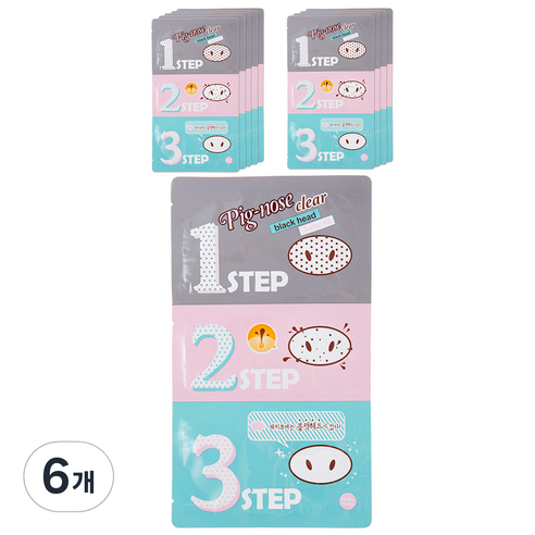 홀리카홀리카 피그 클리어 블랙헤드 3-Step 키트 코팩, 10개입, 6개