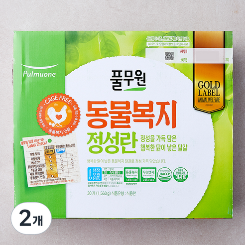 풀무원 동물복지 인증 정성란 1.56kg, 30구, 2개