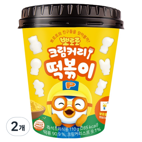 어니스트에프엔비 뽀로로 크림커리 떡볶이, 110g, 2개