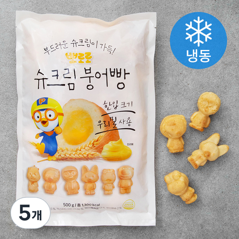 뽀로로 슈크림 붕어빵 (냉동), 500g, 5개