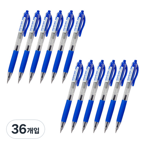 제브라 중성펜 사라사K JJS3K 0.4mm, 파랑, 36개입