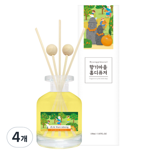 향기마을 디퓨저, 제주한라봉, 150ml, 4개