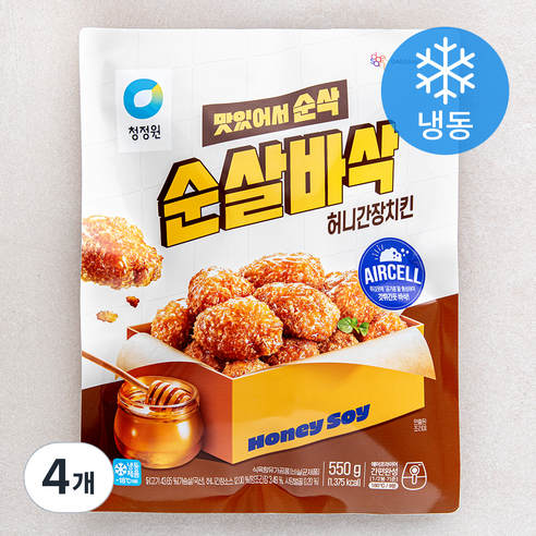 청정원 순살 바삭 허니 간장치킨 (냉동), 550g, 4개