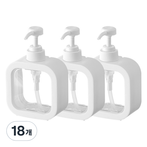 아리코 펌프 디스펜서 리필용기 500ml, 화이트, 18개