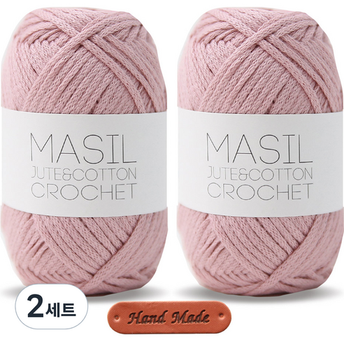 니뜨 마실 60g x 2p + 핸드메이드 가죽 라벨 세트, 14 인디핑크, 2세트