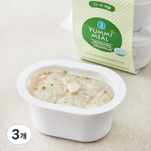 얌이밀 이유식 전복 두부 표고버섯 무른밥, 200g, 3개